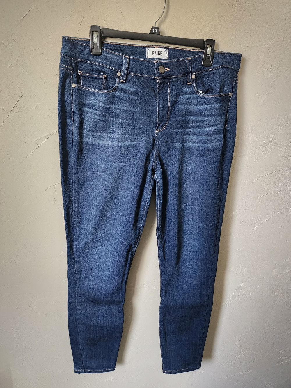 PAIGE Dark Blue Women's Mid-Rise Skinny Jeans